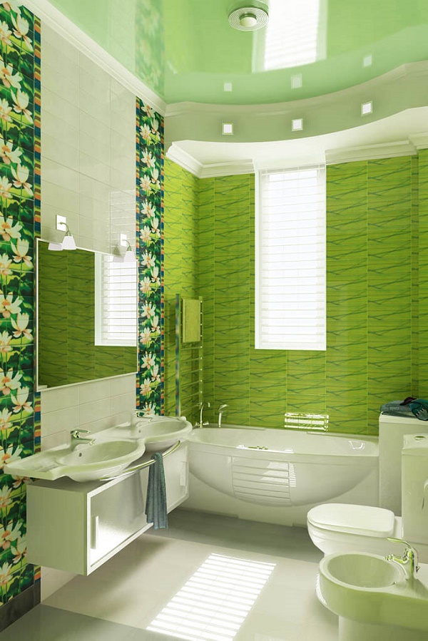 оригинальных дизайн-проектов зеленой ванной комнаты